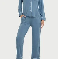 Long Sleeve Lace Edged Collar Cotton Pyjamas Cozy Bamboo Pajamas PJ Loungewear Women Sets Women's Sleepwear