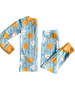 ization Baby Boy Clothes Baseball Two Pieces Pajama Set Kids Clothing Little Boy Sleepwear Children Boutique