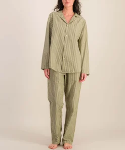 Women's Organic Cotton Pajamas Set  Long Sleeve Striped Pyjamas Button up Womens Sleepwear Eco Friendly Womens Loungewear