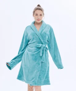 Cozy Comfort Warm Luxury Europe Elegant Bathrobe Oversize Thick Plush Smooth Flannel Fleece Women Adults Long ODM