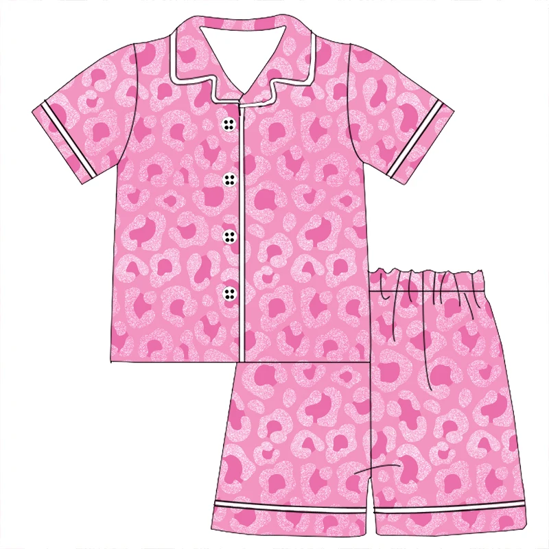 Boutique Kids Girl Short Sleeve Two Piece Pajamas Spring Summer Printing Sleep Wear Set - Image 5