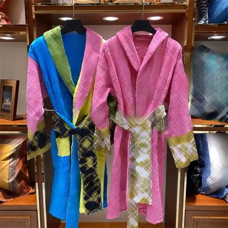 100% Cotton Solid Color Towel Shawl Bathrobe Fashion New Hot Selling Men's Women's Nightwear Bathrobe Sexy Lingerie HLY - Image 2