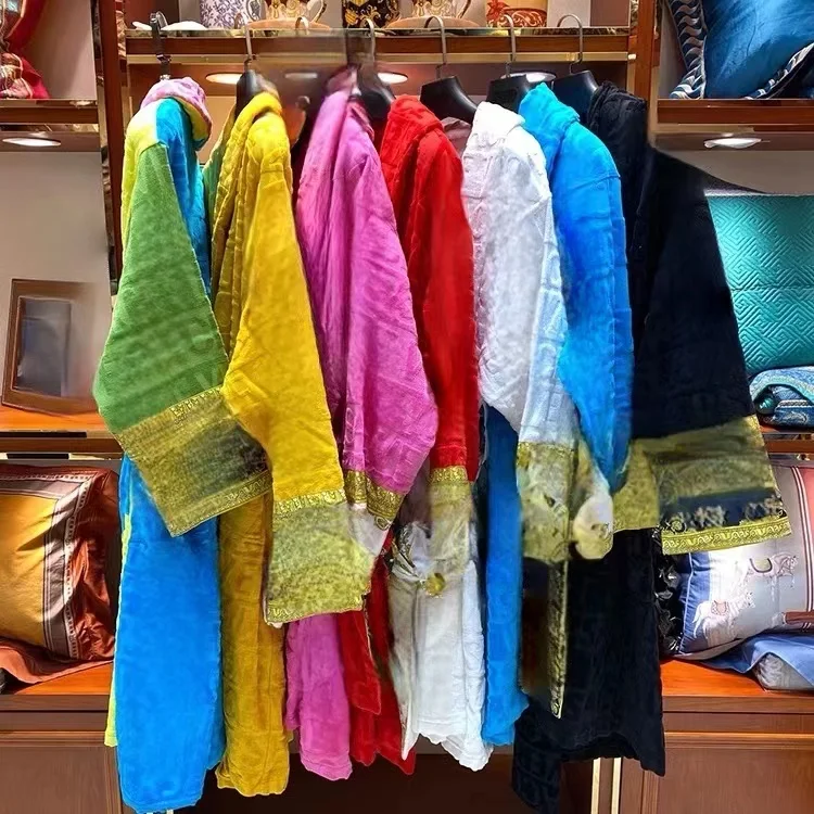 100% Cotton Solid Color Towel Shawl Bathrobe Fashion New Hot Selling Men's Women's Nightwear Bathrobe Sexy Lingerie HLY - Image 3