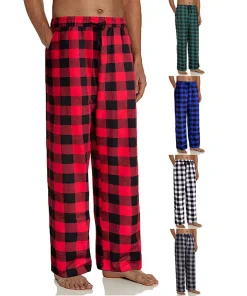Wholesale Men's Pajama Pants High Quality Men's Casual Polyester Home Sleepwear Sports Checkered Sleepwear