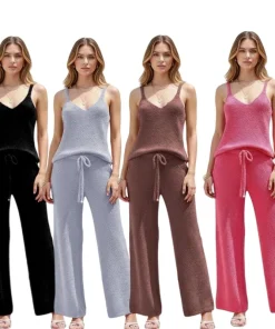 Free Shipping Loungewear Set Wide Leg Pants Wholesale Bulk Pajama Sleepwear for Woman Pajamas Nightwear