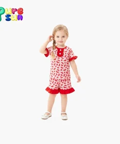 Puresun Breathable Bamboo Cotton Children's Pajama Set for Girls  Color NB-16T Sizes Wholesale Sleepwear