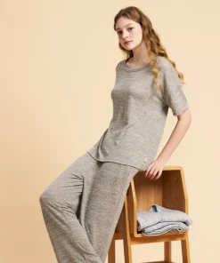 New Summer Fashion Simple Short Sleeve Nightgowns Solid Color Comfortable Outer Wear Shorts Long Sleeve