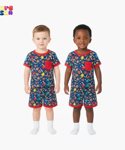 Puresun Professional Design 100% Organic Cotton Breathable Summer Boys Sleepwear Baseball Print Kids Nightgown Bamboo