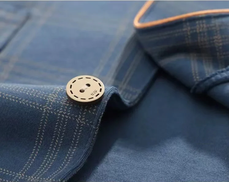 Plus Size Autumn Men's Knitted Cotton Pajamas Set Turn-down Collar Long Sleeve Trousers Casual Sleepwear Home Wear - Image 3