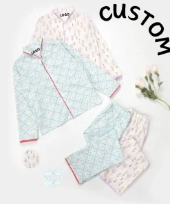 KERUI Woman Pajamas Cotton Printed Adults Summer Polyester Long Sleeve Pants Ssleepwears Women's Wholesale Price Pjs Set