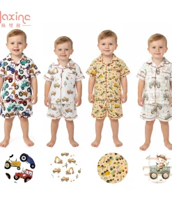 Smocked Kids Car Pajama Set Causal Kids Outfits Wholesale Unisex Baby & Toddler Sleepwear Short Sleeve PJs for Boys Girls