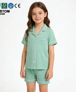 Baifei  Design Kids Girl's Clothing Sets Toddler Kids Bamboo Clothes Summer Short Sleeves Children Sleepwear Pajamas Set