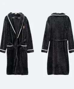 Wholesale Luxury Fluffy Coral Fleece  Logo Plush Long Robes Pajamas BathRobe with Hood for Hotel