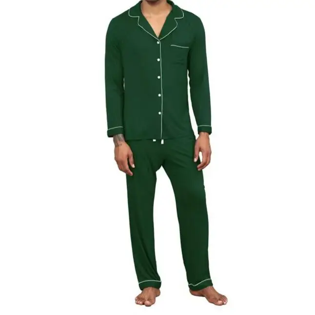 Logo Men's Modal Pajama Set Breathable and Comfortable Long Sleepwear Men - Image 3