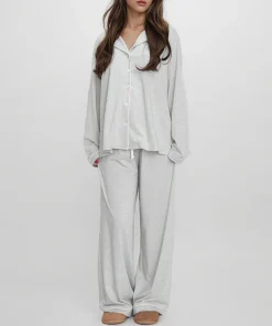 Oversized Women's Pajamas Bamboo Cotton Loungewear Ladies Homewear Pyjamas  Logo Nightwear Pajama Set