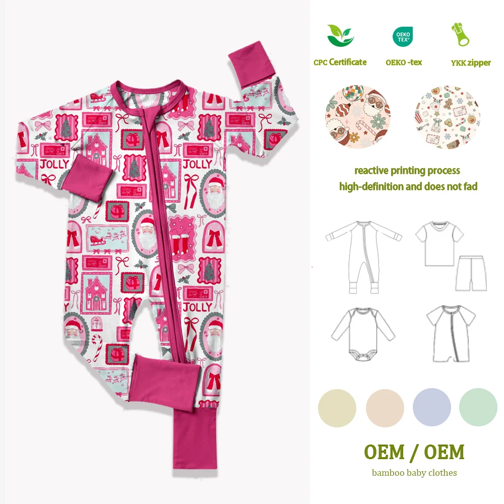 Bamboo Kids Pajamas Newborn Soft Comfortable Toddler Sleepwear Footie Pajamas Bamboo Fiber Pajamas PINK - Image 2