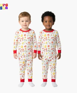 Puresun Low Moq Print Boys Sleepwear 100% Organic Cotton Kids Nightgown Bamboo Viscose  Boys Pajamas