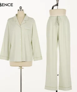 Long Sleeve Lace Edged Collar Cotton Pyjamas Cozy Bamboo Pajamas PJ Loungewear Women Sets Women's Sleepwear