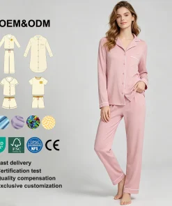 Women's Jersey Bamboo Long Sleeve Sleepwear Soft Pyjamas Top & Pant Set Sexy Summer/Spring Night Wear Quick Dry
