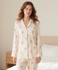 Pajama Factory Bamboo Pajamas Provide Sample Cute Printed Womens Sleepwear Cotton Fabric  Pyjamas