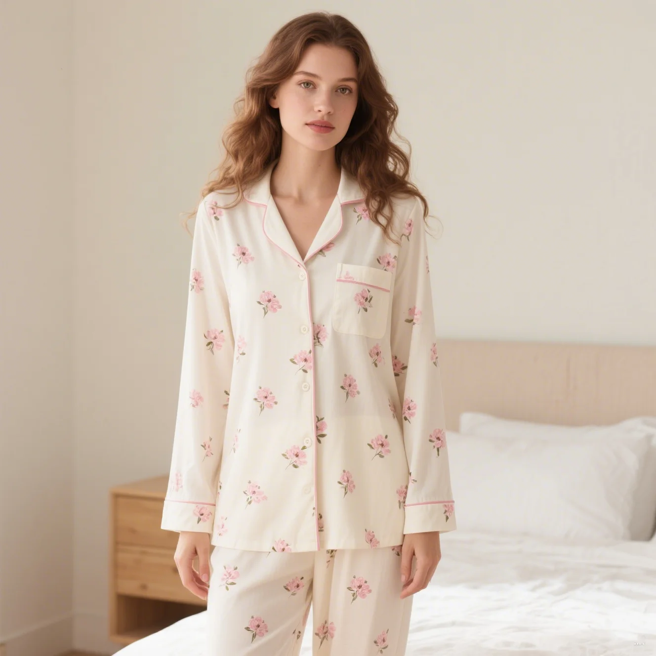 Pajama Factory Bamboo Pajamas Provide Sample Cute Printed Womens Sleepwear Cotton Fabric Pyjamas