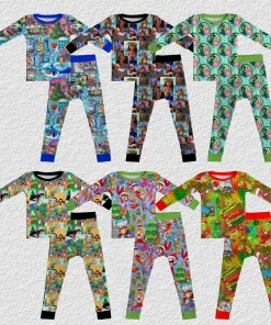 Ruidian  Printed 2Pcs Animal Print Bamboo Breathable Sleepwear Set Boys Girls Sensitively Designed Kids Pajamas Spring