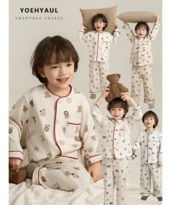 YOEHYAUL N7360 Spring Soft Comfortable Kids Boys Pajamas Set Breathable Indoor Nightwear Loungewear Homewear Child Sleepwear Set