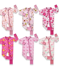 Bamboo Kids Pajamas Newborn Soft Comfortable Toddler Sleepwear Footie Pajamas Bamboo Fiber Pajamas PINK