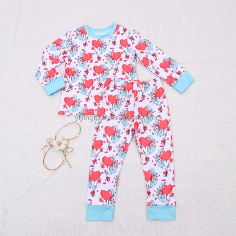 Baby Clothing Two-piece Set Bamboo Baby Pajamas Heart Valentine's Day Gifts Box Wholesale Children Clothes Boysand Girls