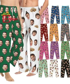 Direct Factory  Photo Pajamas Pants Personalized Face Unisex Pajamas Trousers  Long Pajama Pants for Women Men
