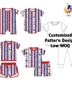 Patriot Day Girls Bamboo Kids Pajama Sets Short Sleeve Long Pants Indoor Children Printed Sleepwear Eco Degradable Nightwear