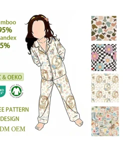 ODM Plus Size Kids Nightwear Bamboo Pajama Set Comfortable Cute Print Children Sleepwear for Girls and Boys
