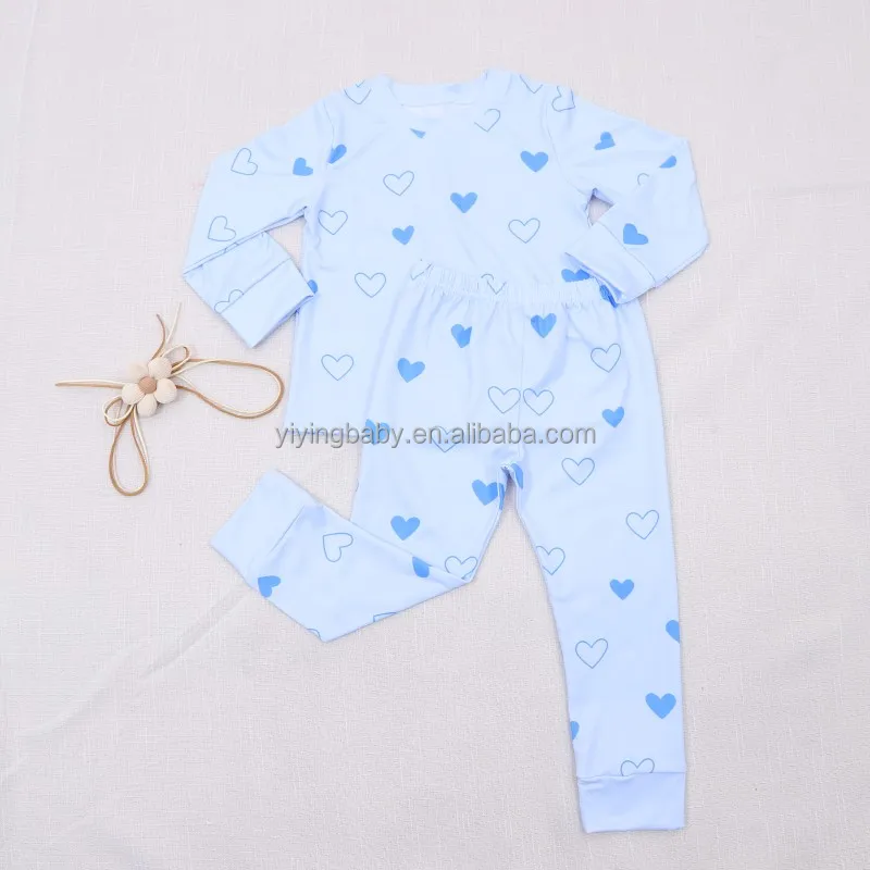 Baby Clothing Two-piece Set Bamboo Baby Pajamas Heart Valentine's Day Gifts Box Wholesale Children Clothes Boysand Girls - Image 3