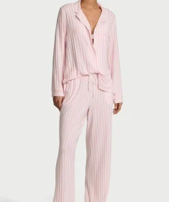 Stripe Print Bamboo Pajamas  Loungewear Set Soft Pyjamas Set Woman Soft Pyjamas Women Sleepwear Pajamas