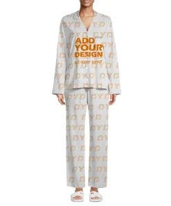 Print on Demand  Men Pajamas Sets Long Sleeve Long Pants Polyester Pajama Suit