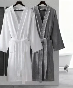 Luxury Terry Cloth Bathrobe  Embroidery Logo for Hotel Boutique  Hotel Bath Robe Set Long BathRobe Set White BathRobe