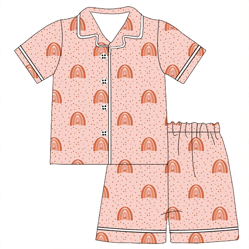 Boutique Kids Girl Short Sleeve Two Piece Pajamas Spring Summer Printing Sleep Wear Set - Image 2