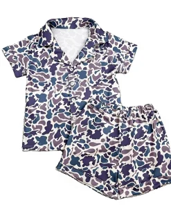 DH ODM Western Casual Camo Toddler Kids Summer Thermal Soft Sleepwear Unisex Clothing Sets Polyester Knitted