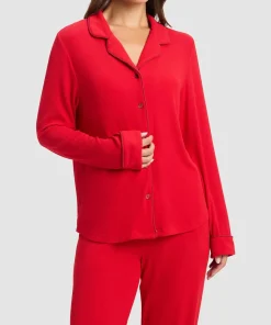 2025 Super Manufacturer Support  Women's Bamboo Rib-Knit Classic Long Sleeve Pajama Set