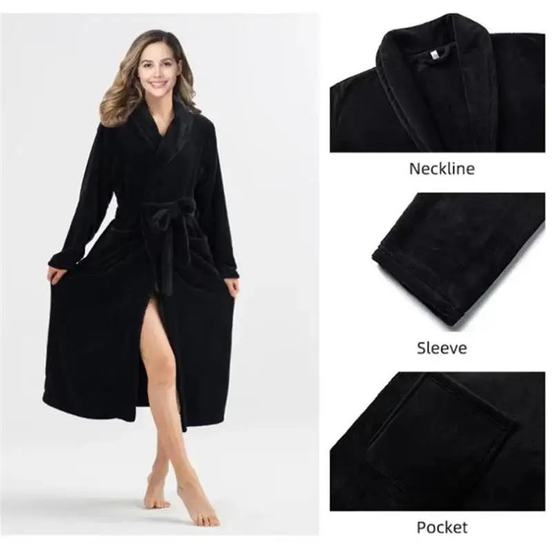 Luxury Hotel Adult Unisex Soft Bath Robe Pyjama Bathroom Spa Robe Elegante Cheap Sleepwear Women - Image 3