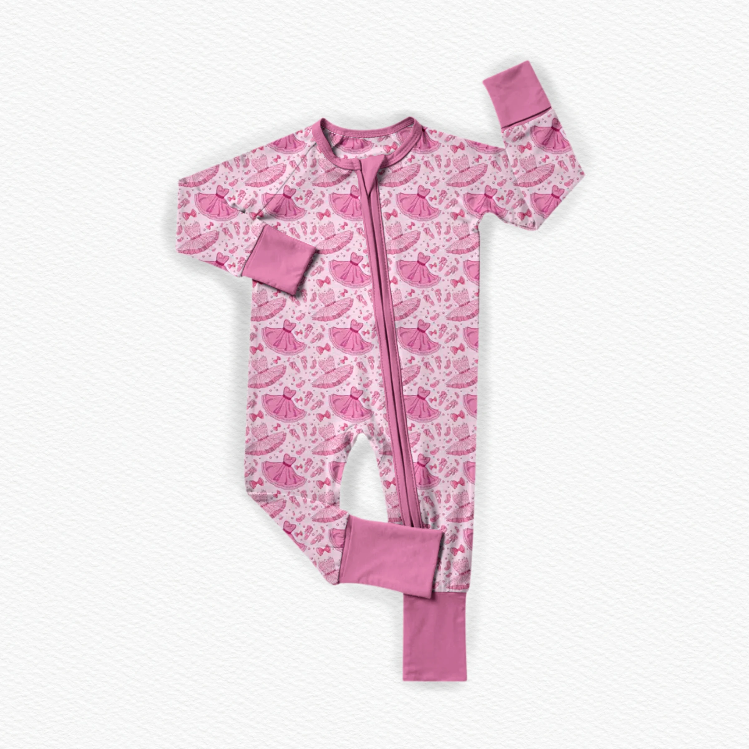 Bamboo Kids Pajamas Newborn Soft Comfortable Toddler Sleepwear Footie Pajamas Bamboo Fiber Pajamas PINK - Image 4