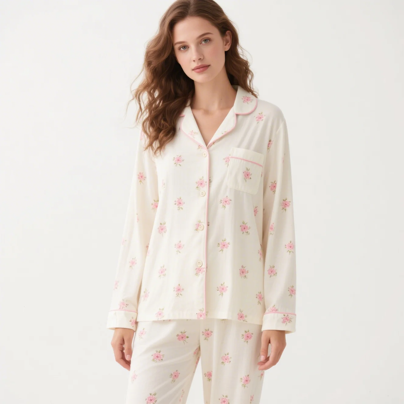 Pajama Factory Bamboo Pajamas Provide Sample Cute Printed Womens Sleepwear Cotton Fabric Pyjamas - Image 3