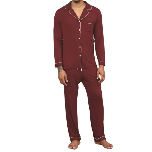 Logo Men's Modal Pajama Set Breathable and Comfortable Long Sleepwear Men - Image 2