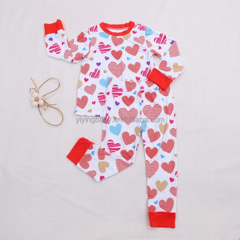 Baby Clothing Two-piece Set Bamboo Baby Pajamas Heart Valentine's Day Gifts Box Wholesale Children Clothes Boysand Girls - Image 2