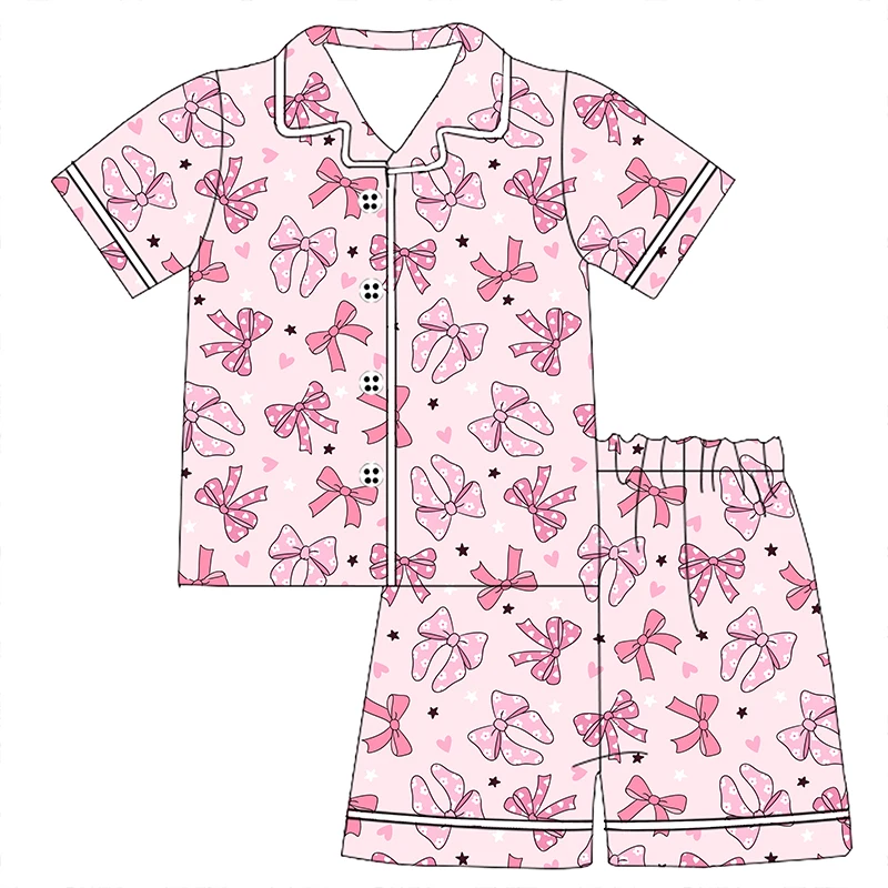 Boutique Kids Girl Short Sleeve Two Piece Pajamas Spring Summer Printing Sleep Wear Set - Image 3