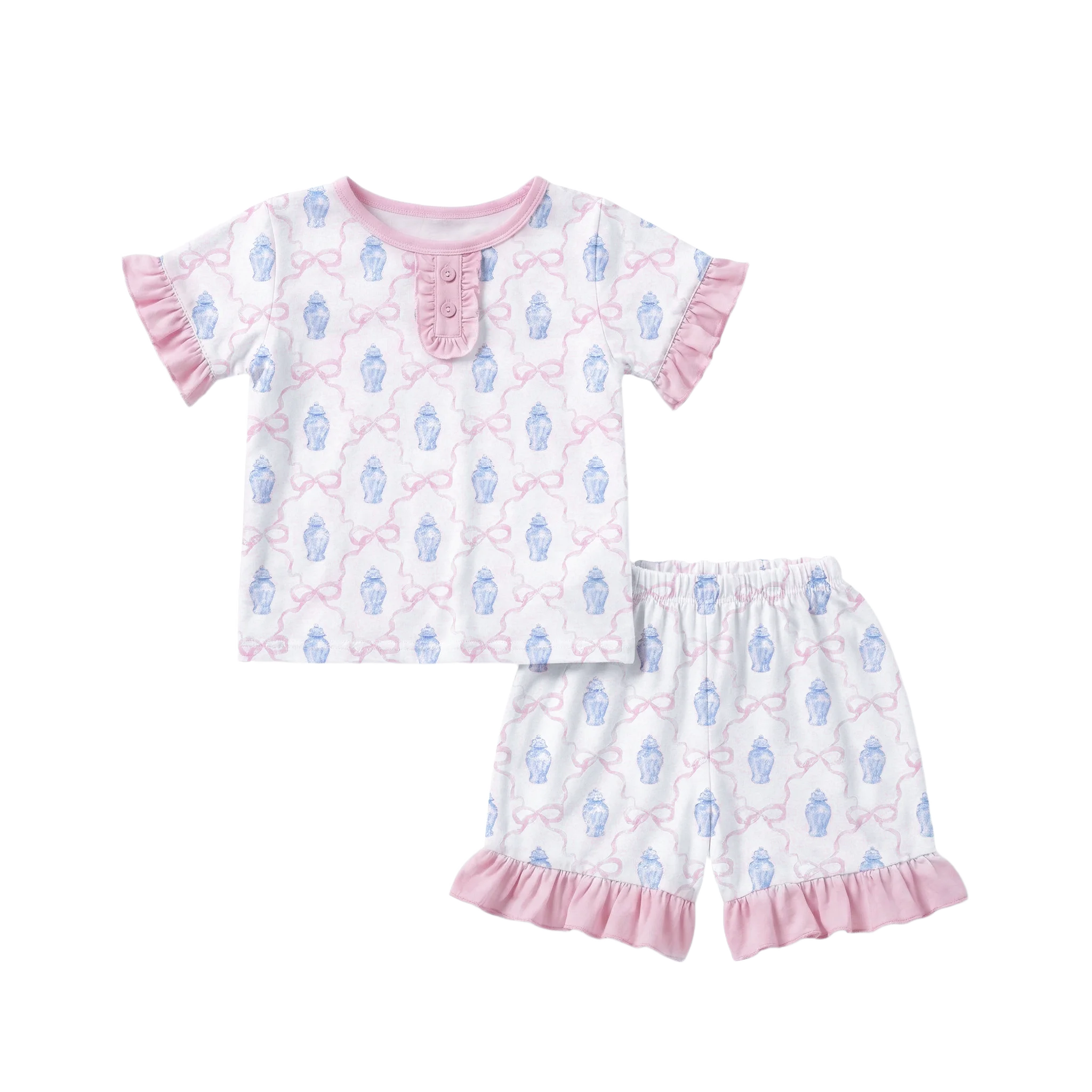 Puresun Eco-friendly Print Kid Sleepwear Sets Bamboo Viscose Girl Nightgown Ruffle 100% Organic Cotton Girls Pajamas - Image 2