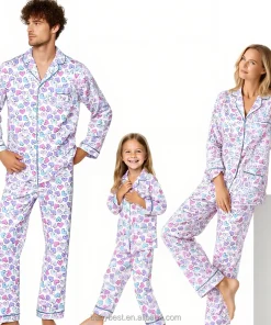 Women's Bamboo Pajamas Long Sleeves New Design Valentine's Day Printing Comfortable Casual Family Matching Sleepwear