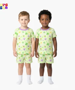 Puresun 100% Organic Cotton Breathable Summer Boys Sleepwear Short Sleeve Printed Bamboo Viscose  Pajamas