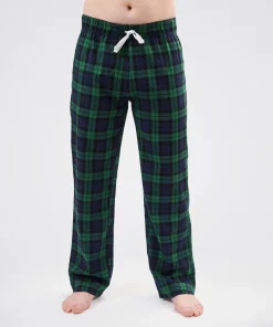 Mens Casual Green Plaid Pants Comfortable and Lightweight Sleep Pants, Perfect for Lounging and Cozy Nightwear