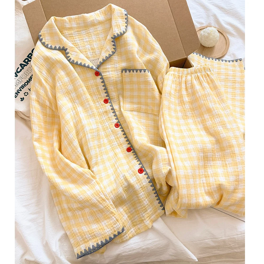 Women's Cartoon Pajama Set Notched Collar Shirt Long Wide Leg Pants | Spring Autumn Casual Sleepwear for Ladies Home Loungewear - Image 3